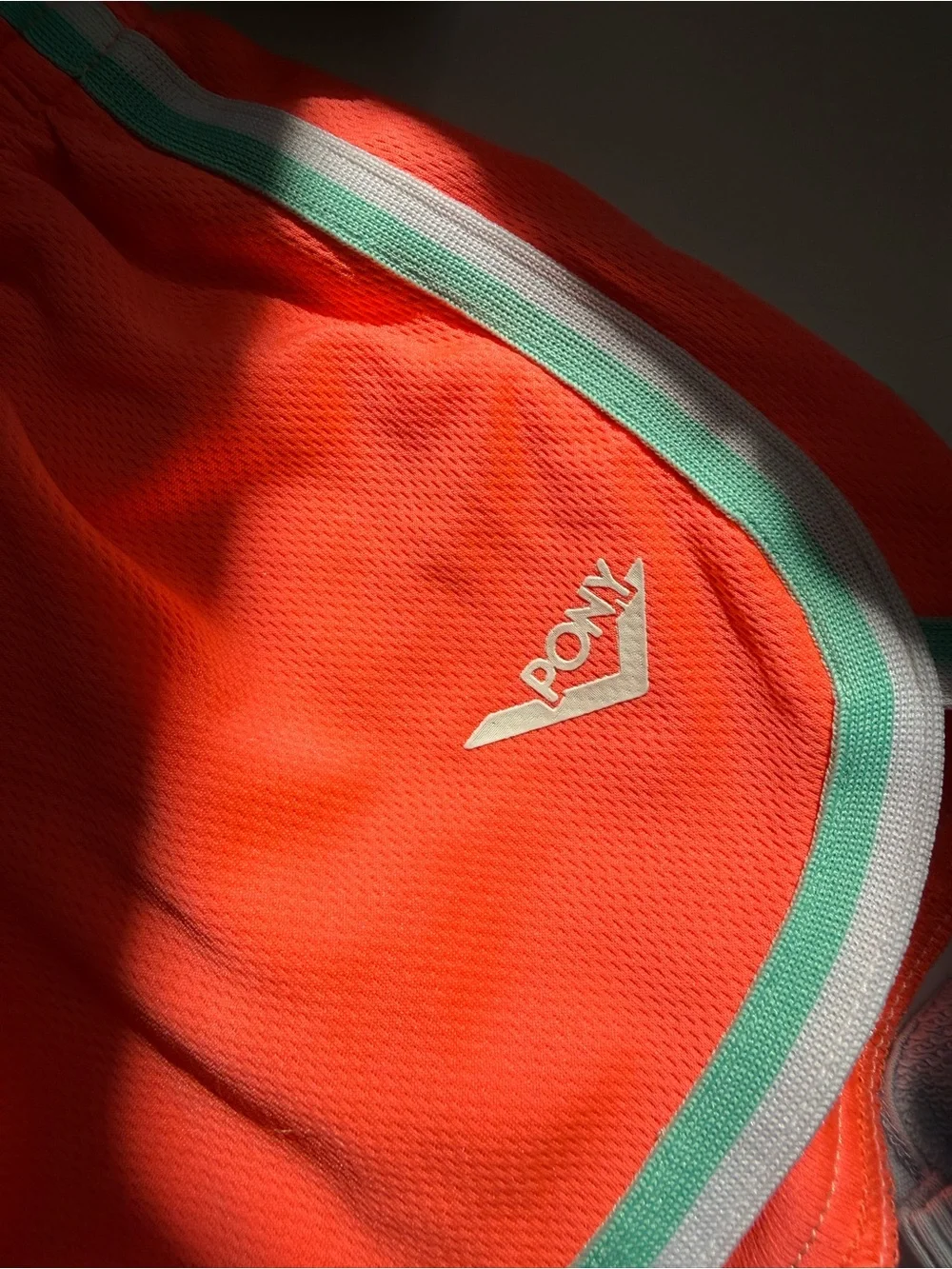 PONY Neon Coral Athletic Running Shorts Girls S 7/8 Y2K Sporty
